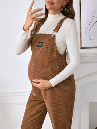 SHEIN Maternity Casual Loose Jumpsuit With Adjustable Shoulder Straps