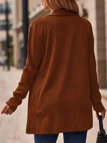 INAWLY Chaqueta casual de manga larga de unicolor con solapas grandes para mujer, para primavera y otoño