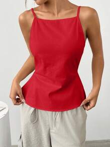 SHEIN EZwear Débardeur décontracté d'été sans dos unicolore pour femmes