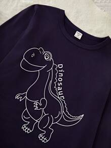 男童恐龙印花圆领长袖睡衣套装 - 彩色 - 查看 7