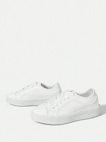 Zapatillas casuales blancas versátiles y sencillas para mujeres, navidad, otoño