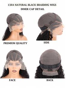 13X4 Pre Braided Glueless Lace Front Wigs Tóc con người Tóc giả xoăn Chân tóc tự nhiên Tiết kiệm thời gian Sóng nước Tóc giả xoăn sâu phía trước Tóc giả mật độ 180% - SNatural - Xem 4