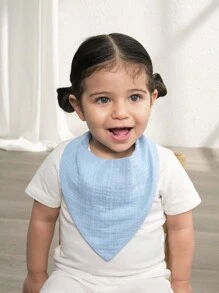 5 Cái/gói Yếm Cotton Gạc Màu Trơn Cho Bé, Bộ Quà Tặng Yếm Nước Dãi Mềm Mại Và Thoáng Khí - Nhiều màu - Xem 3