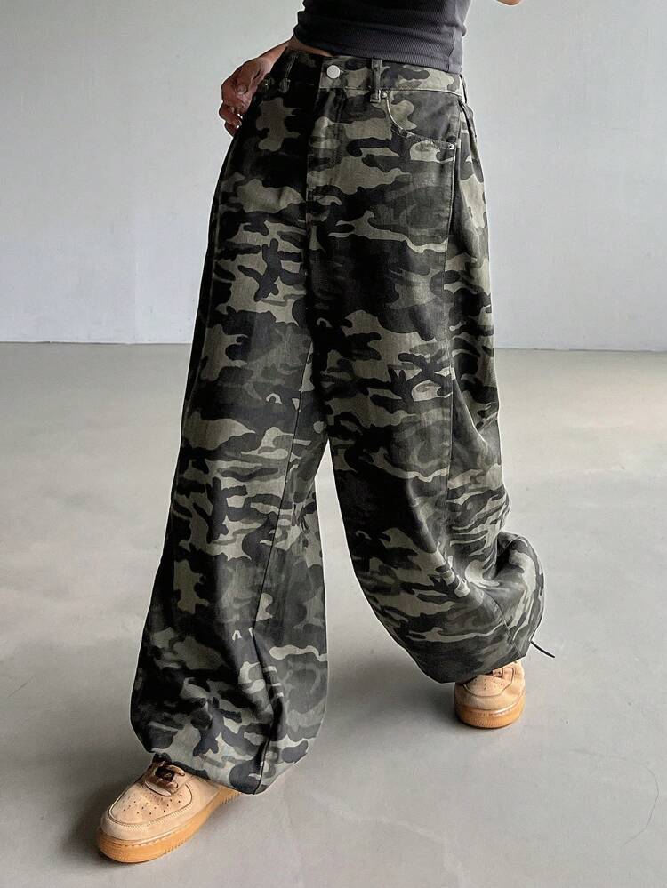 Camouflage Casual Straight-Leg Women's Jeans