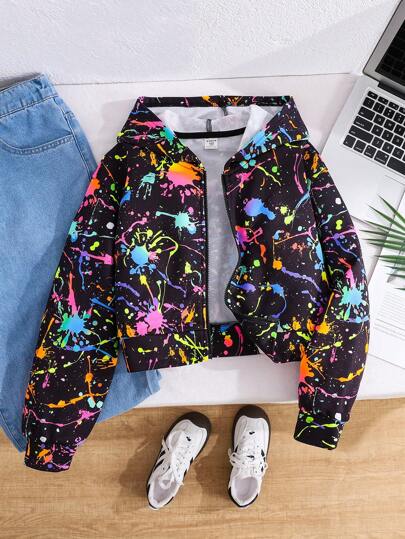 Tween Girl College Casual Knitted Hooded Sweatshirt Sweatshirt Jacket,In Fall/Winter