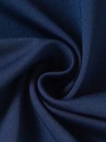 Young Boy Simple Solid Navy Blue Long Sleeve Thermal Underwear Set With Long Pants, Winter