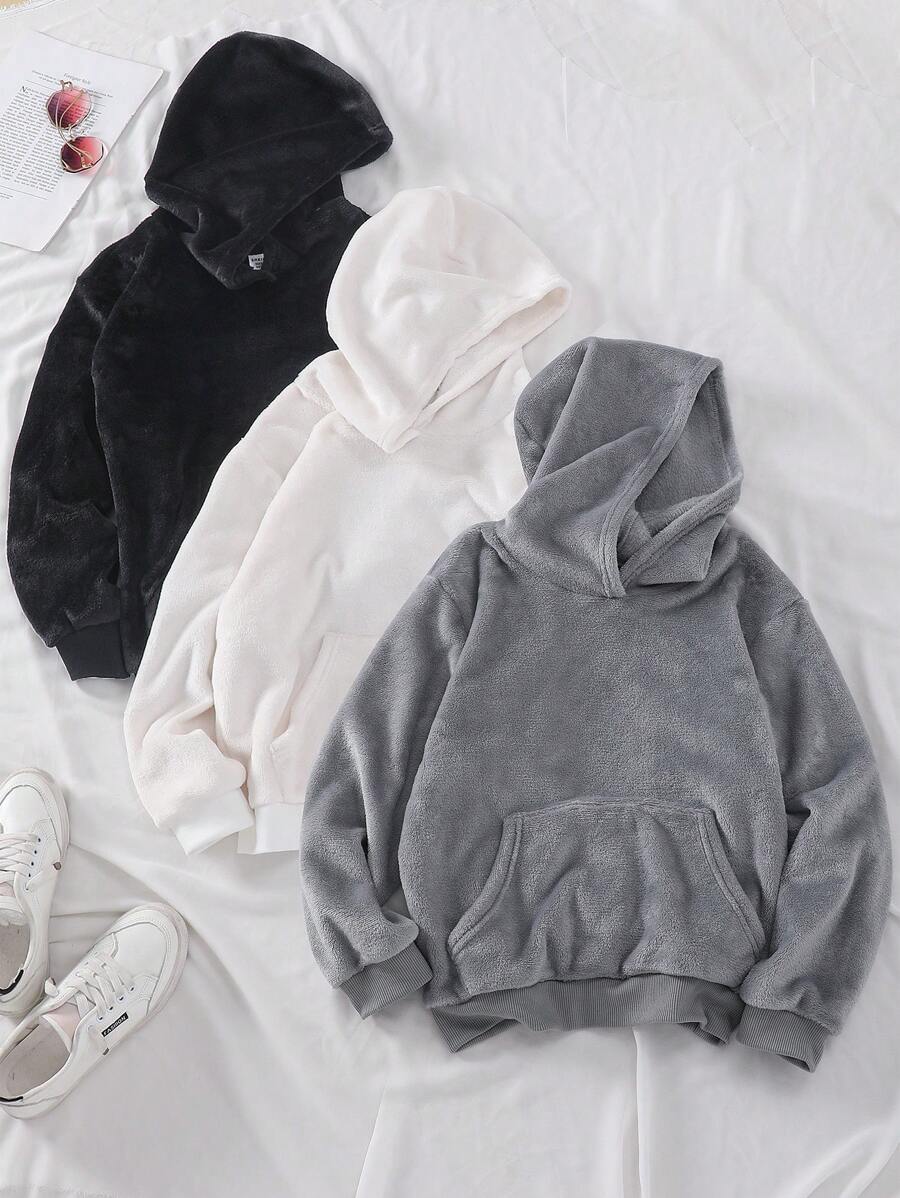 Tween Girl 3pcs/Set Solid Color Hooded Sweatshirts Chic Autumn/Winter - Multicolor - View 1
