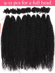 9 PCS Kinky Curly Bulk Braiding Hair 100% Human Hair Extension For Micro Twist BOHO Braids Knotless Braids Crochet Human Hair Natural Black No Weft 198g - Natural Black - View 3