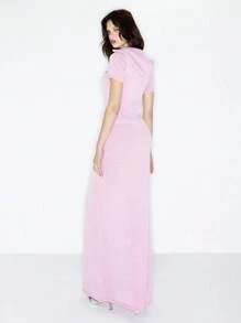 MUSERA Y2K Hooded Knit Maxi Sweater Dress Summer Pastel - Pink - View 2