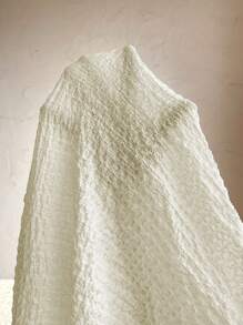 Calvaya Plus Size Summer Casual Solid Color Textured Short Sleeve Shirt - Apricot - View 5