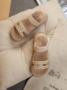 1 双舒适时尚百搭轻便女童平底凉鞋 - 米色 - 查看 7