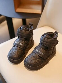 儿童靴子 女童鞋 时尚保暖雪地靴 钩环 简约室内外穿着 - 黑色 - 查看 3