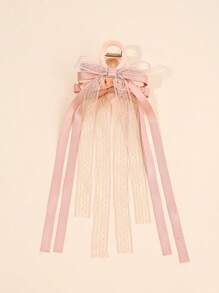 1pc Solid Color Double Layer Bow Ribbon Hair Clip For Women, Suitable For Daily Use Valentine's Day Valentines,Hair Accessories,Hair Claw,Claw Clips,Hair Clutch,Hair Jaw Clip