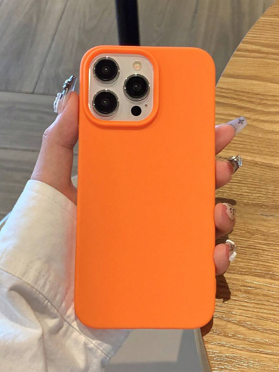 液体填充超薄柔软纯色手机壳保护套适用于 iPhone、苹果手机壳 - 橘色 - 查看 1