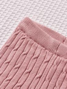 SHEIN 女宝宝彼得潘领长袖长裤休闲宽松套头毛衣套装