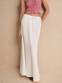 SHEIN Frenchy Faldas de mujer, faldas maxi hasta el suelo, faldas blancas, atadas a la cintura, faldas lindas, faldas de cintura baja, faldas de trabajo, faldas abultadas, ropa de mujer de otoño, faldas largas versátiles