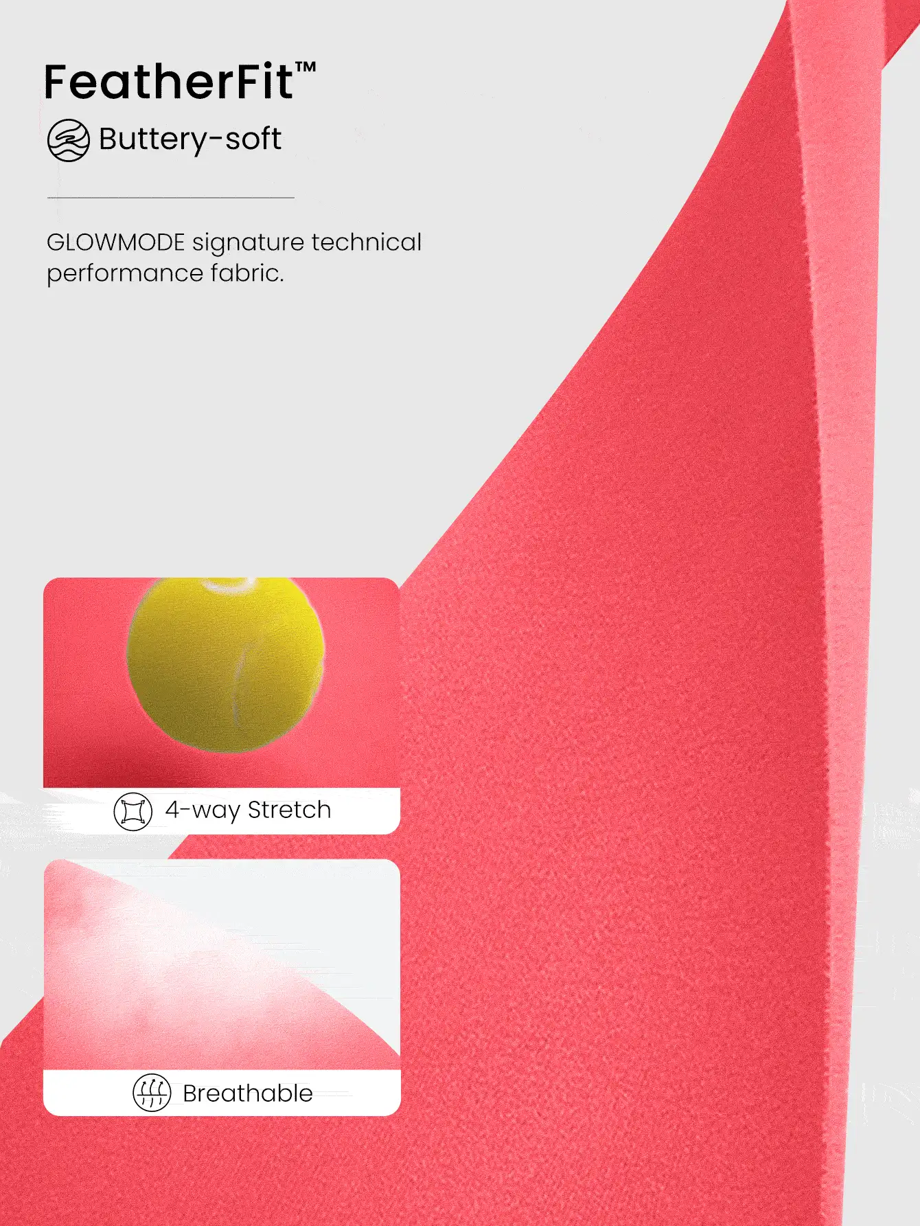 GLOWMODE 28" FeatherFit™ Mesh Panel Cut-Out Design Bodysuit Jumpsuit Low Impact Yoga Pilates Daily - Coral Pink - View 5