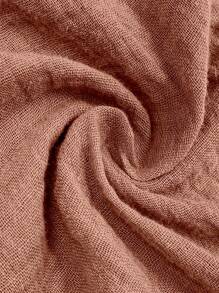 Linhara Plus Size Solid Color Button Front Casual Shirt Dress - Dusty Pink - View 8