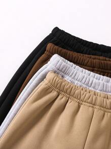 SHEIN 4 件套年轻女孩简约休闲街头时尚服装套装，包括裤子、运动裤