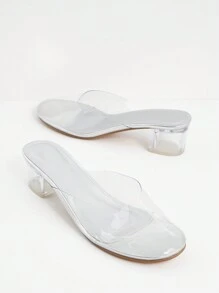 SHUZIA Women Fashionable Everyday Sexy Clear Transparent Silver Mules Flats - Silver - View 4