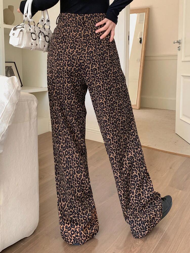 DAZY 女士西装裤 豹纹印花常规长裤 - 棕色 - 查看 5