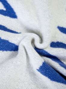 Calvaya 大码休闲撞色蝙蝠袖毛衣，秋冬针织套头衫 - 米色 - 查看 4