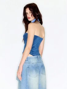 MUSERA Y2K High Cut Bandeau Bodysuit, Sexy Club Spring Summer Vacation Elegant