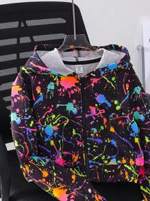 Tween Girl College Casual Knitted Hooded Sweatshirt Sweatshirt Jacket,In Fall/Winter - Multicolor - View 8