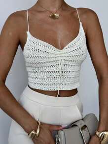 Firerie 女士褶饰抽绳海滩度假钩针针织背心 - 杏色 - 查看 7