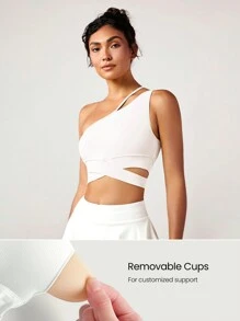 GLOWMODE SHEIN GLOWMODE X Marika Sila FeatherFit™ Flex Appeal One Shoulder Sports Bra Tank Top Low Impact Yoga Daily