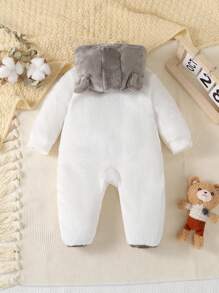 Mono con capucha de manga larga de un solo color gris para bebé niño - Gris - Ver 2