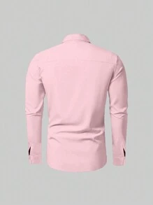 Manfinity Mode 大码男士纯色长袖休闲商务正装衬衫，春夏秋季