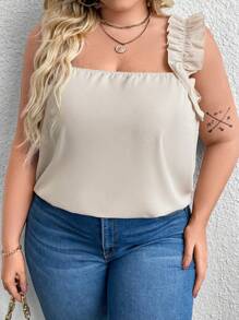 SHEIN CURVE+ 大码纯色百褶领简约休闲衬衫