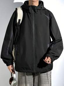 Claim Dot Chaqueta con capucha de manga larga con cremallera frontal, bolsillo simple, casual para hombre, uso diario casual