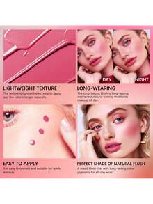 lakerain 1Piece Beauty Liquid Blush Velvet Matte Blusher Face Pigment Lasting Waterproof Natural Cream Cheek Tint Orange Peach 4ml - Nhiều màu - Xem 8