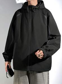 Claim Dot Chaqueta con capucha de manga larga con cremallera frontal, bolsillo simple, casual para hombre, uso diario casual