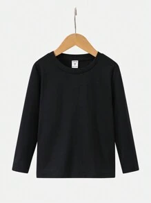 SHEIN 5件套男童圆领T恤，包含黑色、白色、蓝色、黄色和灰色五种基础颜色。这套5件装T恤为小男孩提供了丰富的颜色选择，方便他们在日常休闲穿搭中自由搭配。圆领设计简约舒适，适合日常休闲穿着。 - 彩色 - 查看 4