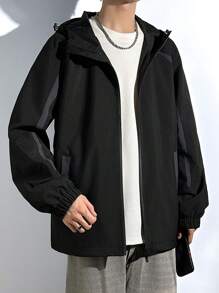 Claim Dot Chaqueta con capucha de manga larga con cremallera frontal, bolsillo simple, casual para hombre, uso diario casual