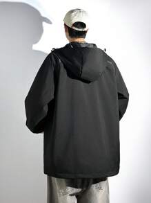 Claim Dot Chaqueta con capucha de manga larga con cremallera frontal, bolsillo simple, casual para hombre, uso diario casual