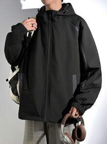 Claim Dot Chaqueta con capucha de manga larga con cremallera frontal, bolsillo simple, casual para hombre, uso diario casual