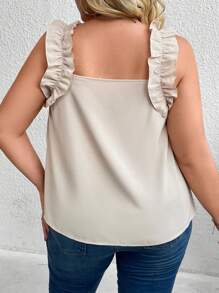 SHEIN CURVE+ 大码纯色百褶领简约休闲衬衫