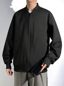 Manfinity Hypemode Chaqueta casual elegante con cremallera y manga larga, moda urbana para hombres