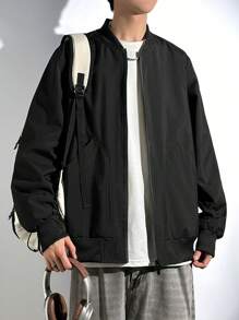 Manfinity Hypemode Chaqueta casual elegante con cremallera y manga larga, moda urbana para hombres
