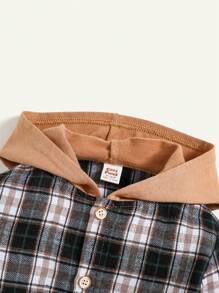 Cozy Pixies 适合男婴的休闲百搭彩色格子连帽衫，适合圣诞节 - 棕色 - 查看 3