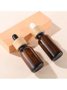 天然竹滴管，1 件 5ml-30ml 空可再填充厚棕色琥珀色玻璃酊剂瓶旅行化妆品容器适用于头发精油