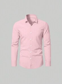 Manfinity Mode 大码男士纯色长袖休闲商务正装衬衫，春夏秋季