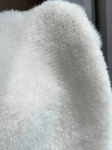 SHEIN EZwear 白色温柔优雅仿貂毛抹胸针织上衣 - 白色 - 查看 6