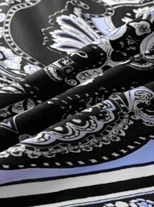 Franclia 佩斯利印花头巾下摆吊带背心图案 T 恤女式上衣水钻装饰 Topbling Topgothic Topgoth 内衣套装 - 黑色 - 查看 3