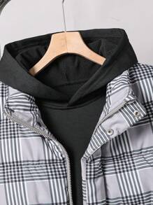SHEIN 青少年男孩 3 件套冬季连帽衫、格子背心和抽绳裤休闲装 - 彩色 - 查看 6