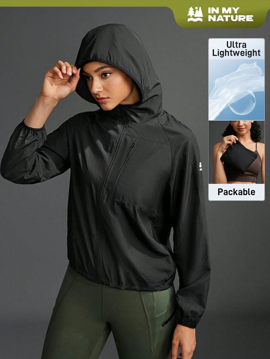 In My Nature Women's Casual Hooded Outdoor Jacket - Black - View 1